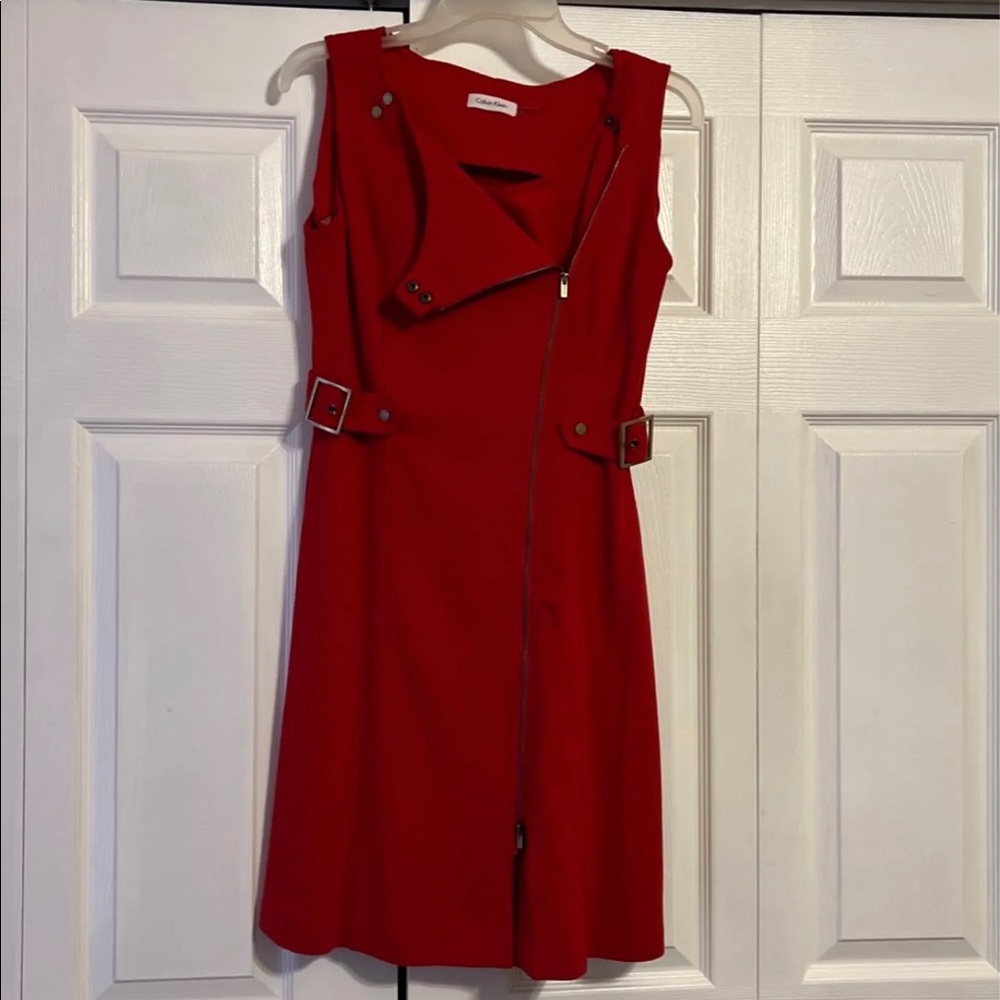 Red, gold zipper and accents , size 4